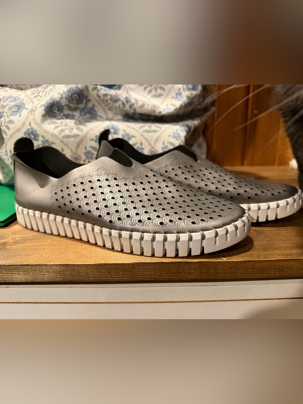 Ilse Jacobson Slip-On Casual Shoe in Metallic Gray 41 EU/10 US